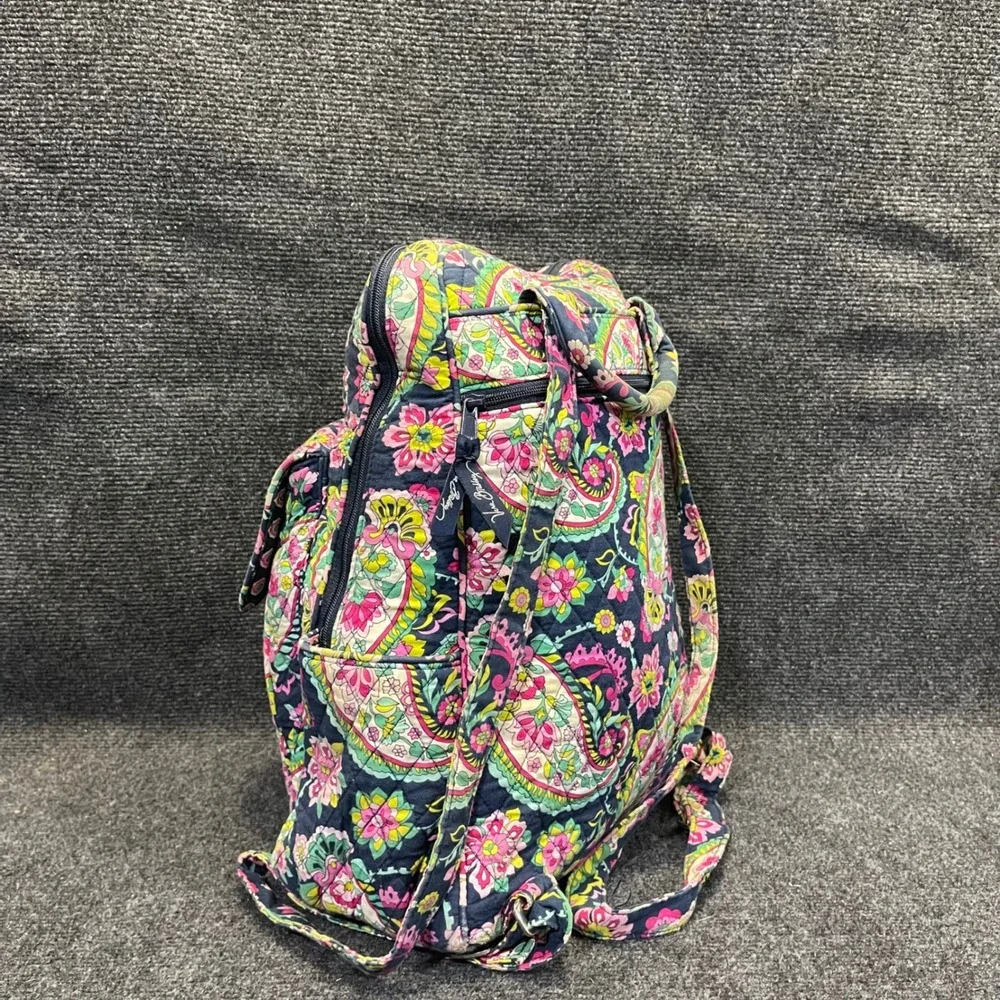 Vera Bradley Petal Paisley Print Travel Bag Womens Large Quilted Campus Backpack